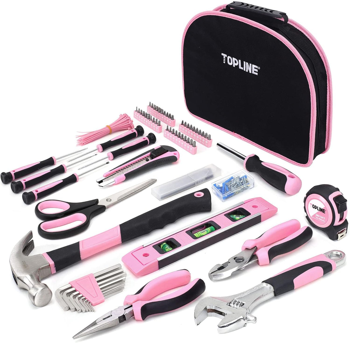 208-Piece Pink Tool Kit for Women with Pouch