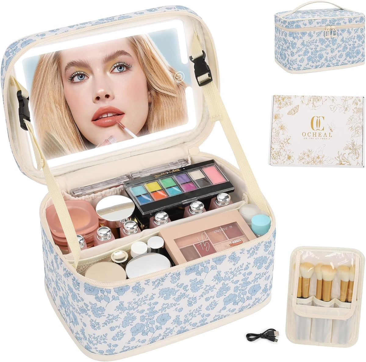 3-Piece Leopard Travel Makeup Bag Organizer
